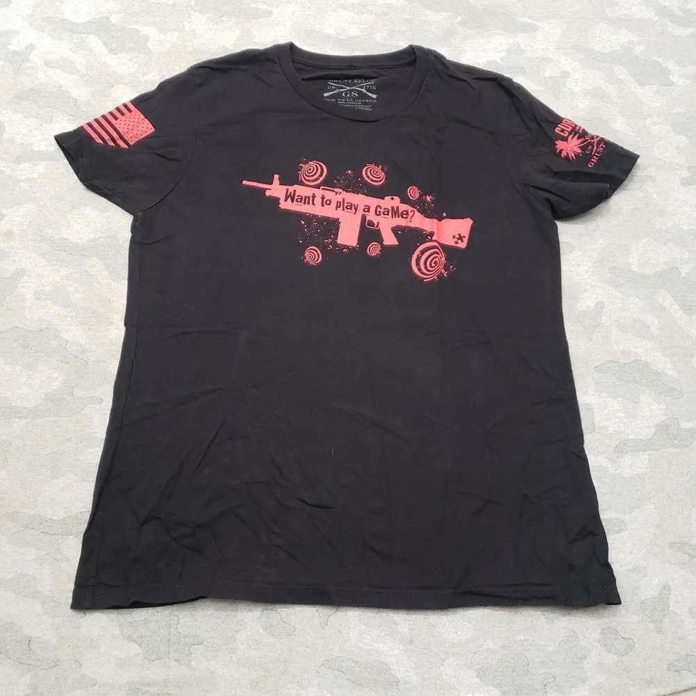 Grunt Style Top Womens 2XL Black Patriotic Short Sleeve Gun